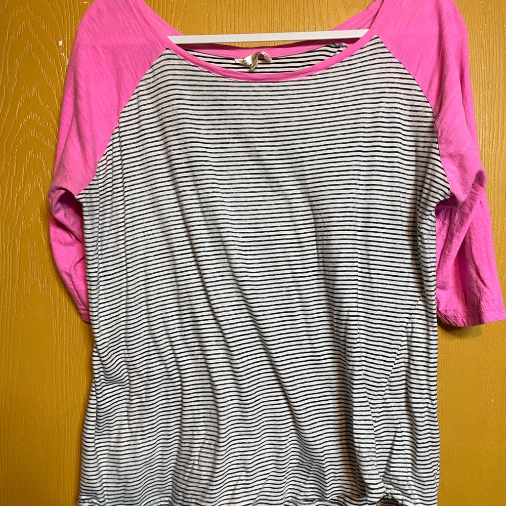 Splash Pink and Black Striped Long Sleeve Tee